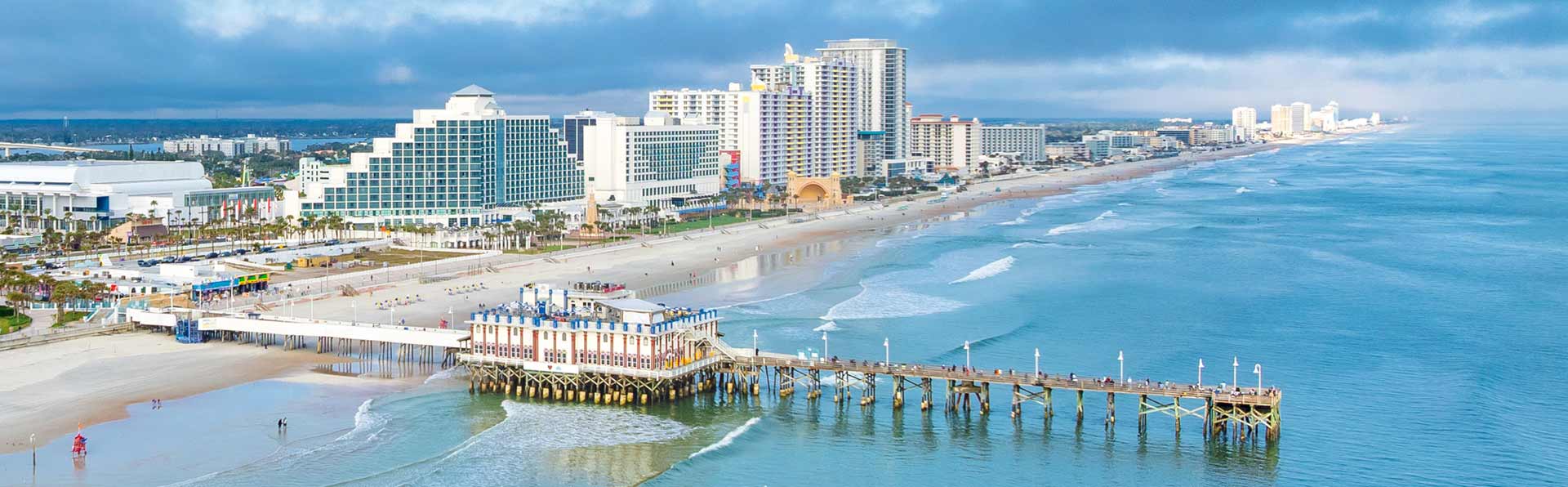 Daytona Beach coastline with beachfront condos