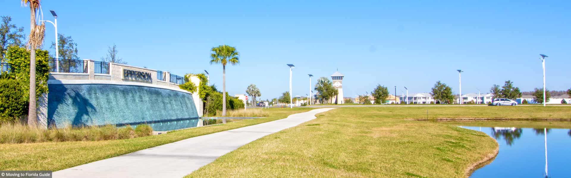 fitness trail next to community sign