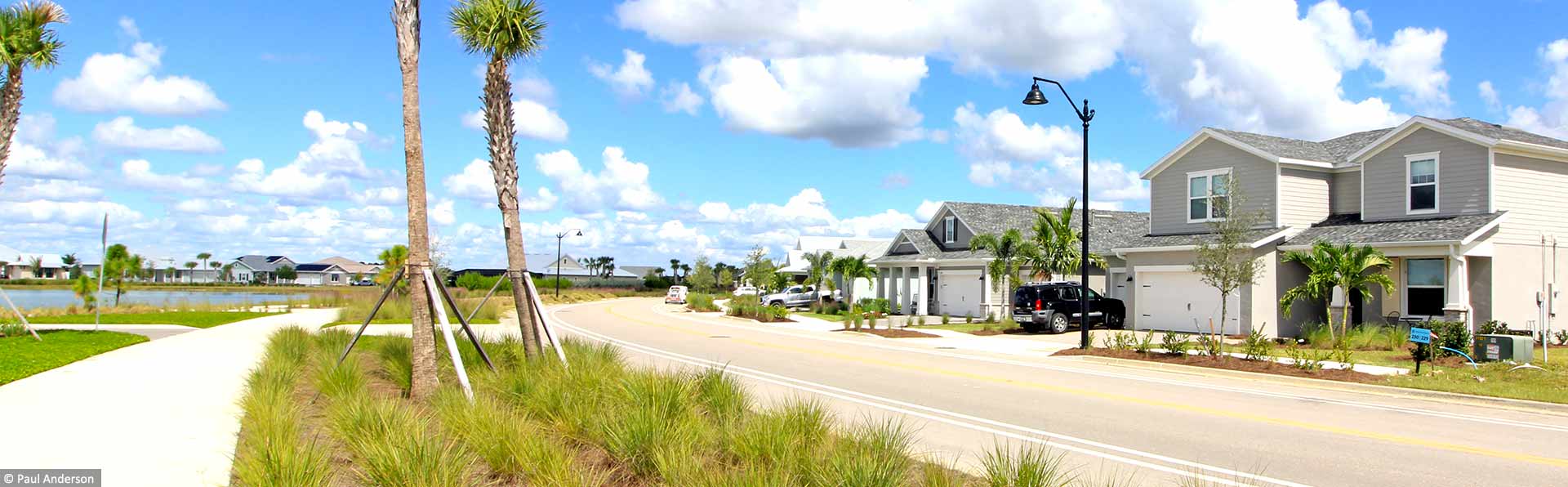 Florida Homes overlooking street and lake