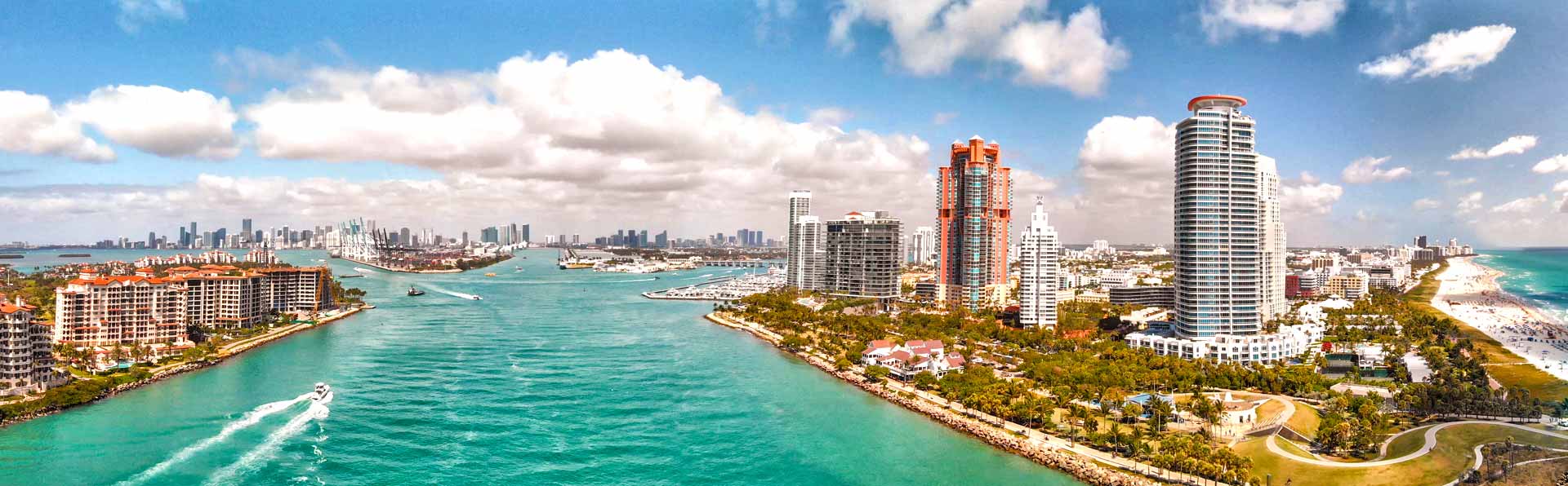 South Miami Skyline with Waterways