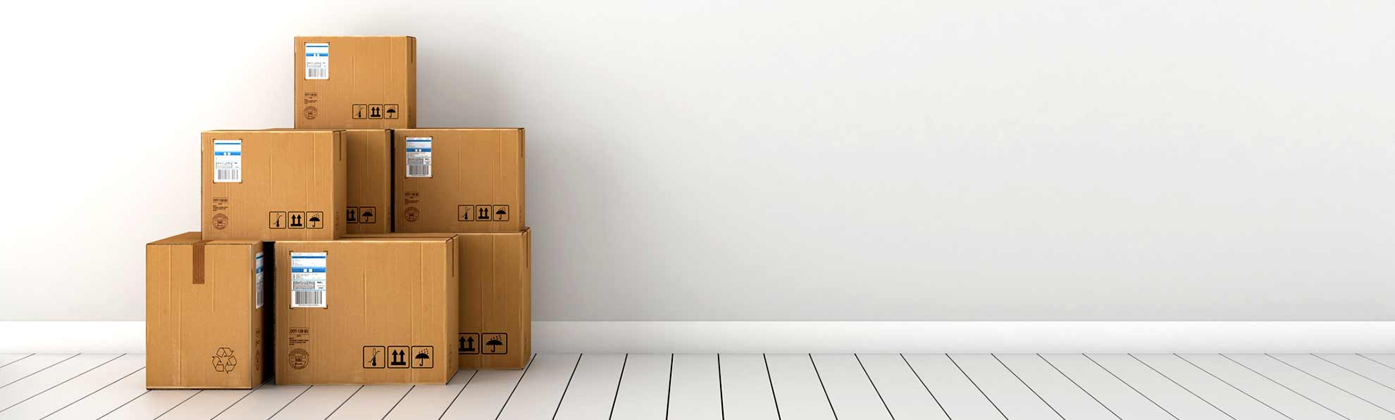 a group of moving boxes on a floor