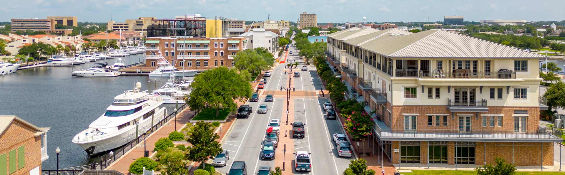 Pensacola, FL skyline overlooking waterfront