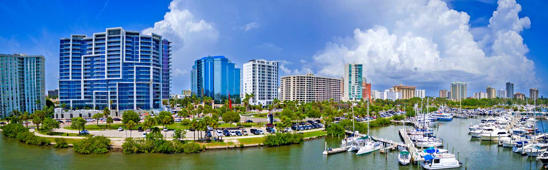 Sarasota, FL Skyline overlooking marina