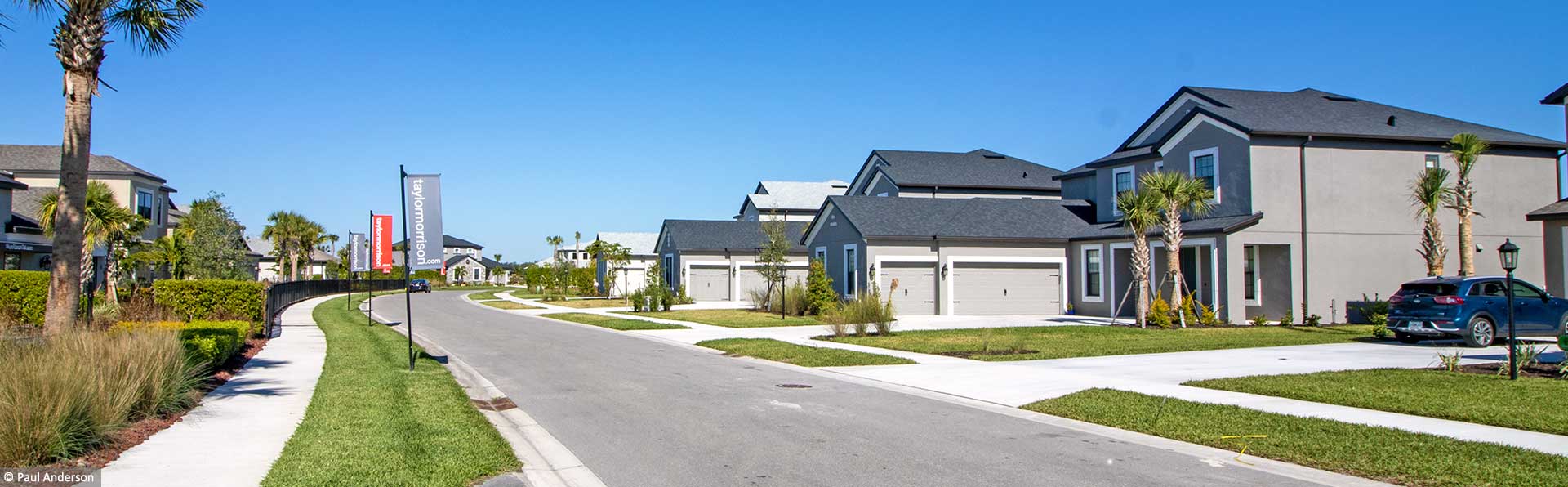 street view of new two-story homes