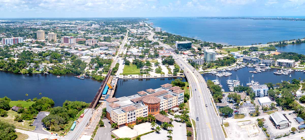 Aerial view of downtown Melbourne Florida