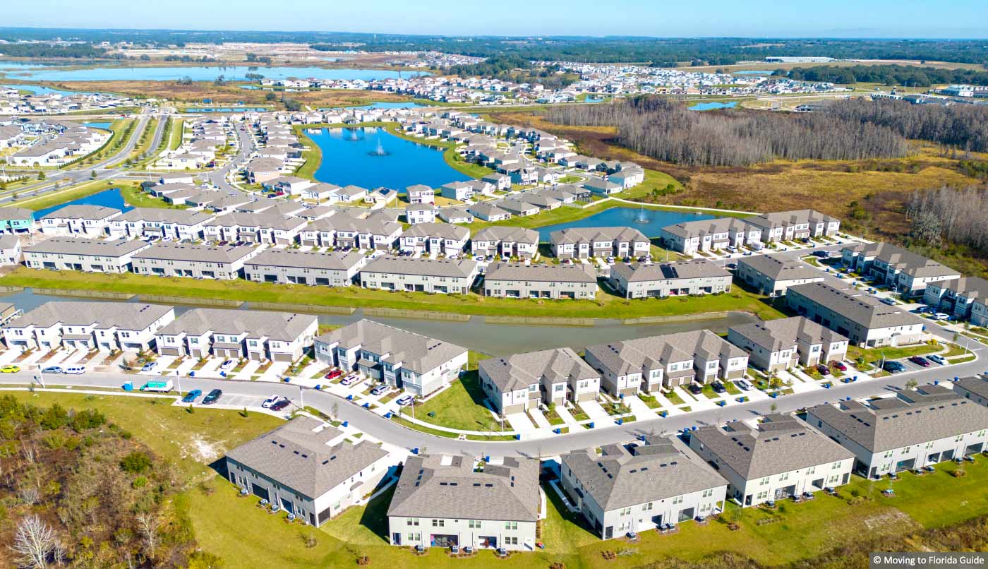 aerial view of town homes in a new community