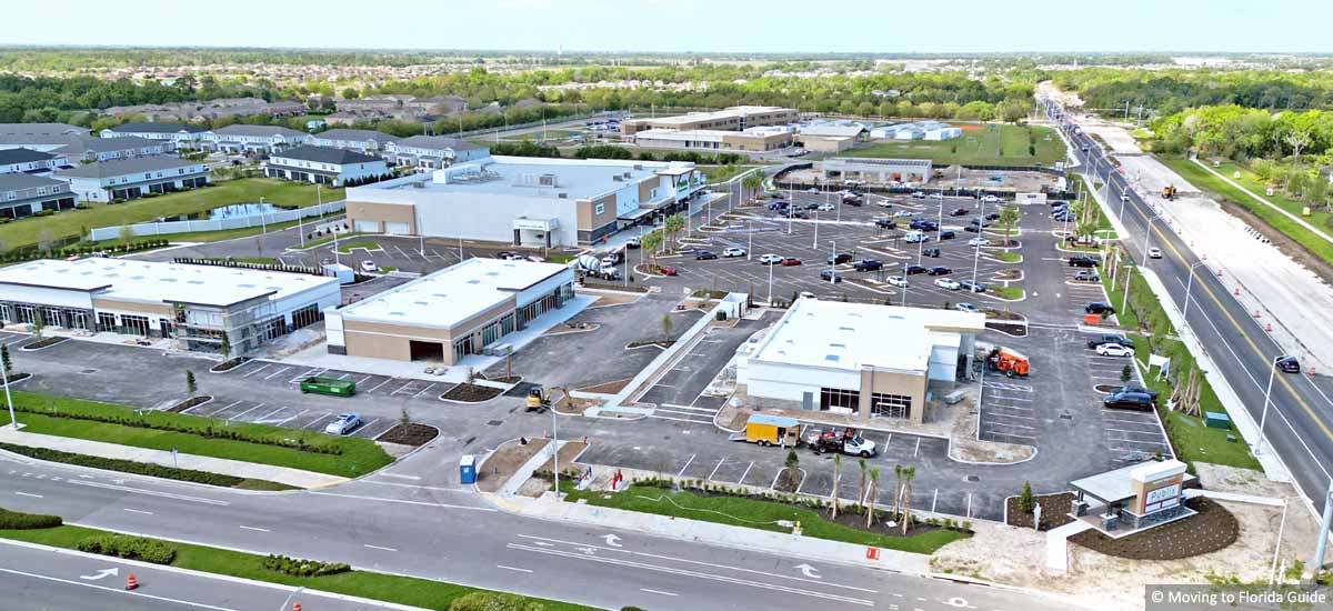 aerial view of new florida shopping plaza