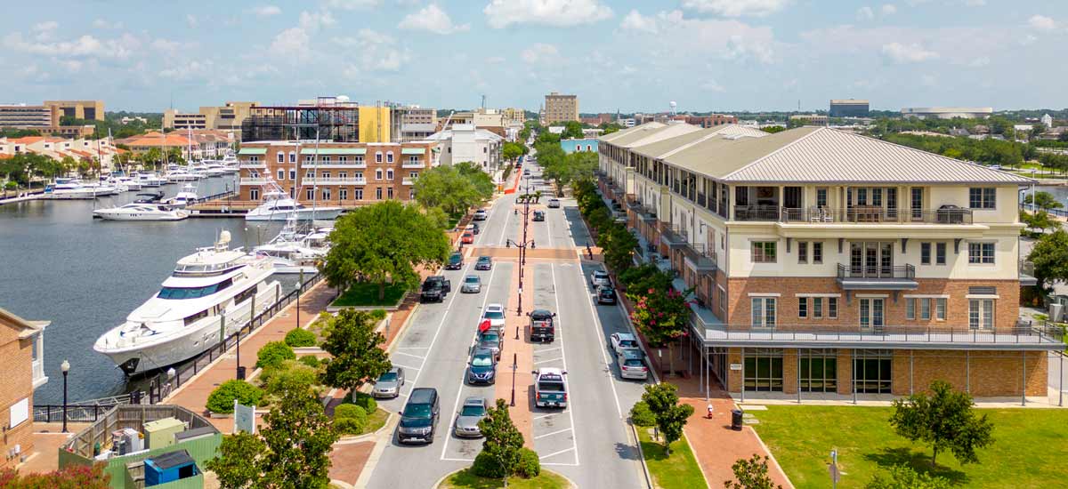 Pensacola skyline view from above