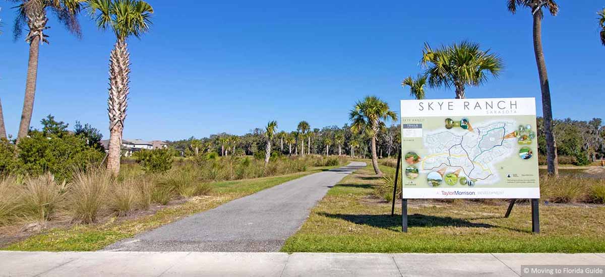 Florida walking trail with signage map