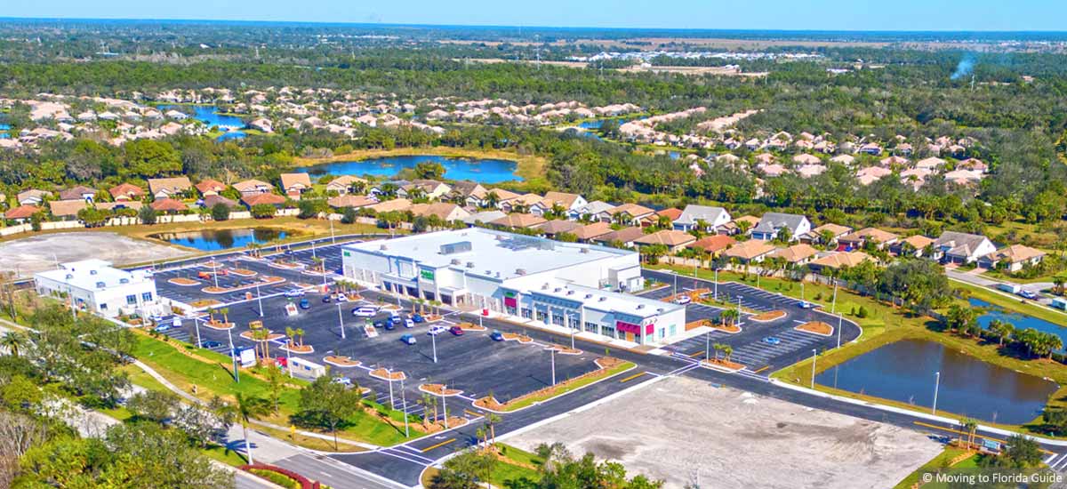 Shopping plaza view from above