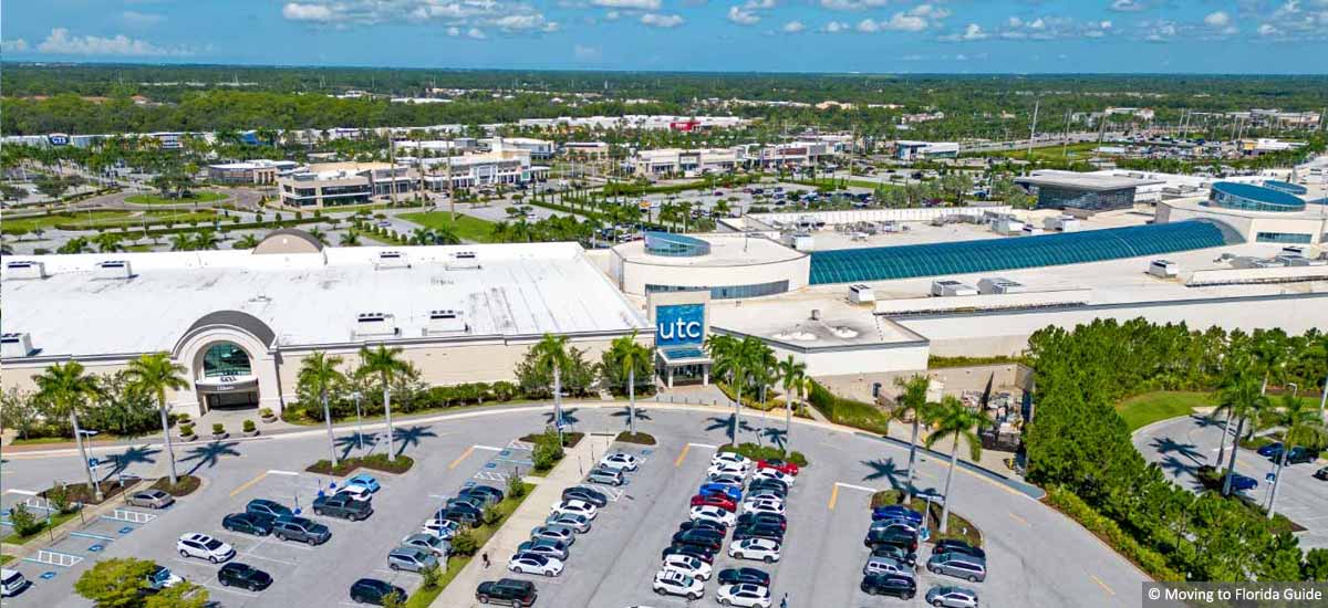 UTC mall aerial view with parking lot