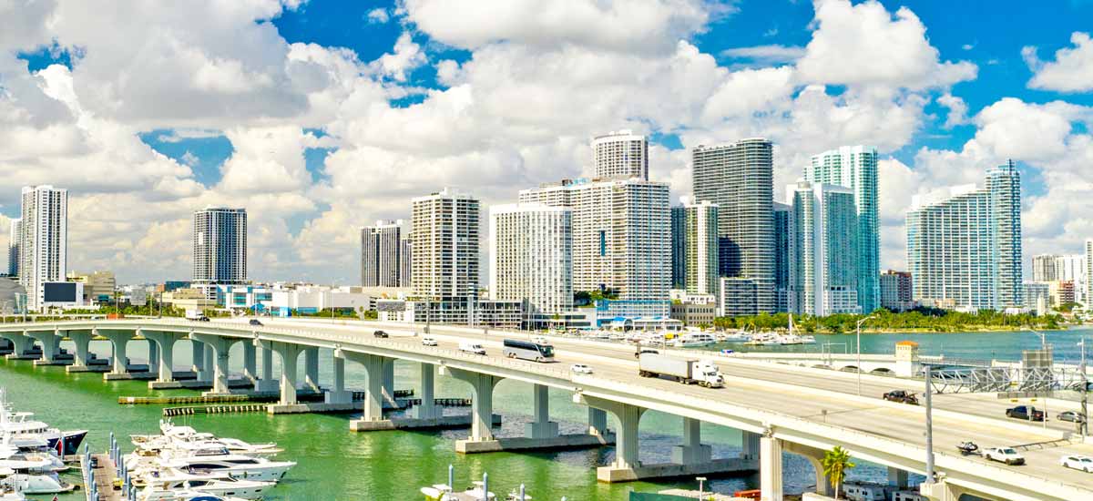 tall buildings in South Florida overlooking water