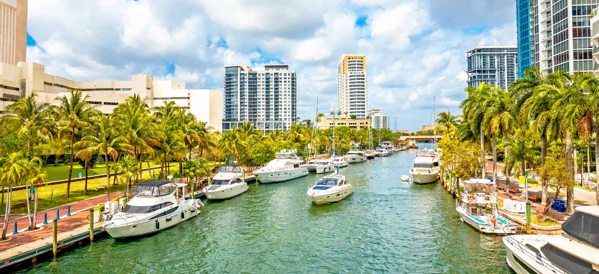 boats situated in a Florida Canal