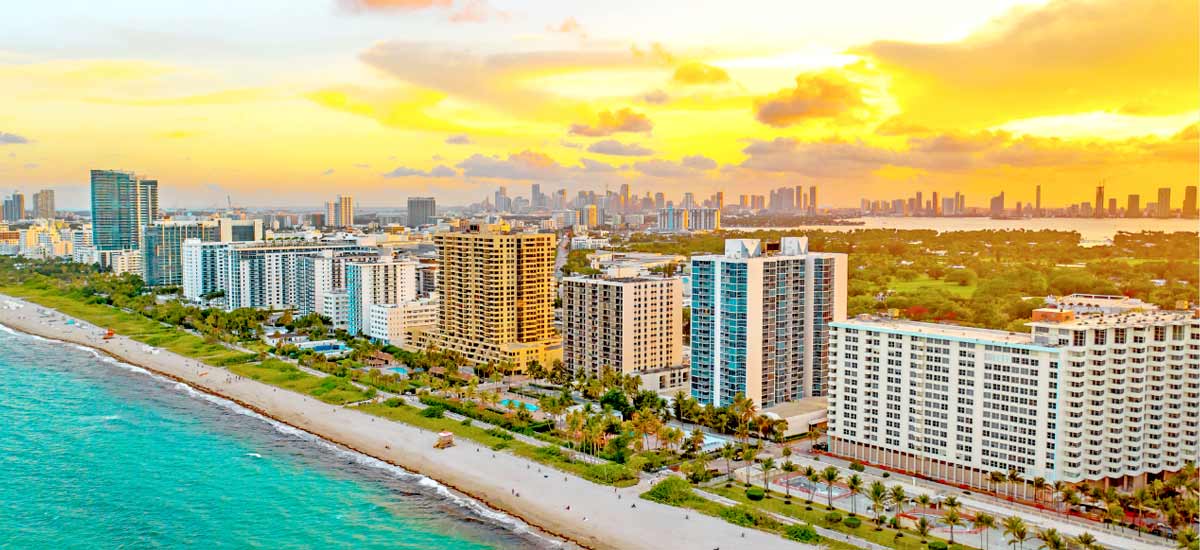 Florida sunset over east coast Florida coastline