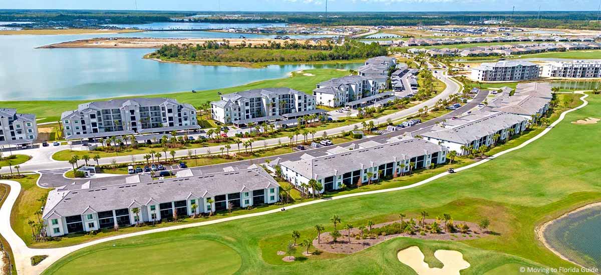 condos overlooking Florida golf course and water